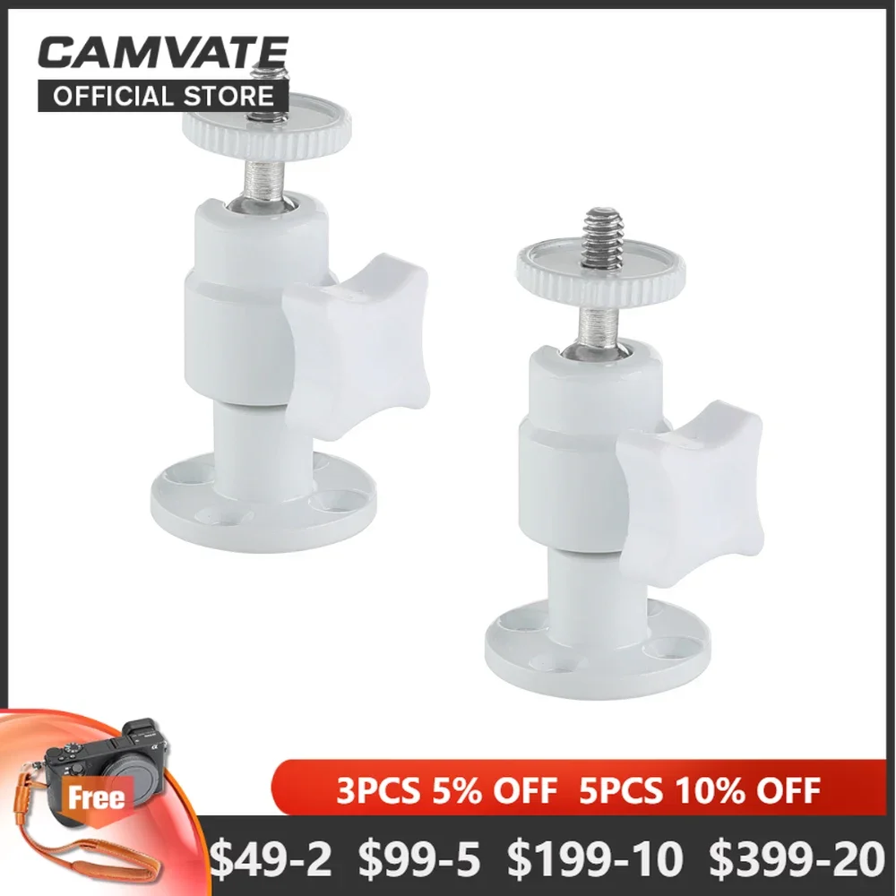 

CAMVATE Ball Head Support Holder 1/4"-20 Connector With Wall/Ceiling/Table Mount Base For DSLR Camera Photography Accessory