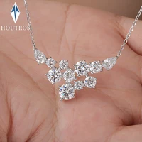 4.8cttw Full Moissanite Pendant Necklace for Women S925 Silver Round & Pear Cut Lab Diamond Necklace Party Wedding Jewelry Gift