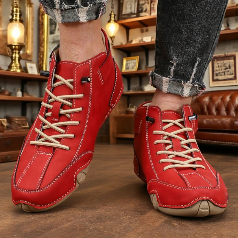 Fashion High Top Men's Shoes Suede Material Creative Lacing Design Footwear for Casual Occasions Ripped Jeans Stand Out in Style