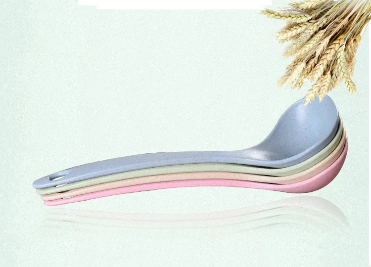 Description Picture 5 of itemTableware Wheat Straw Soup Ladle 4 Colors Long Handle Soup Rice Spoon Meal Dinner Scoops Household Kitchen Supplies Cooking Tool