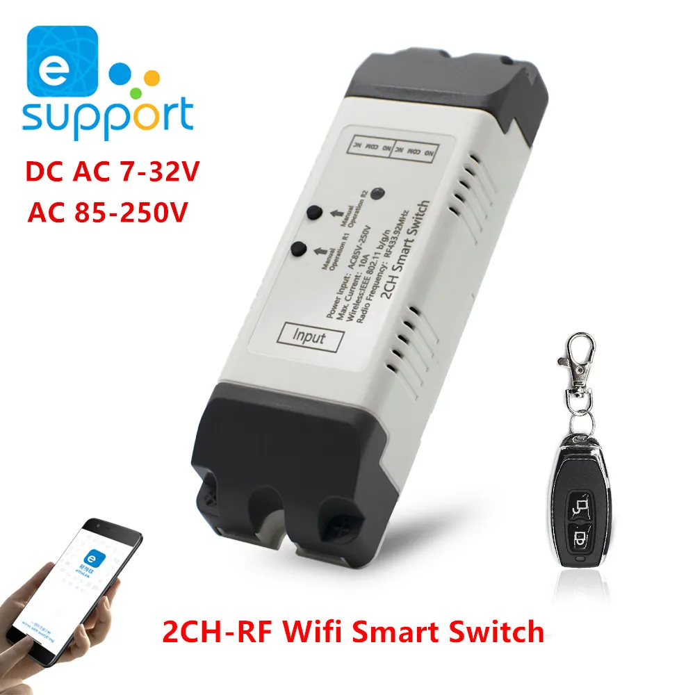 EWelink WiFi 4CH 2CH Smart Home Switch Module 7-32V 220V 10A Relay Radio Frequency Remote Control Timer Compatible With Alexa