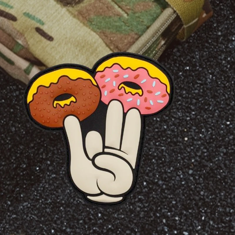

Shocker Donuts 3D PVC Hook and Loop Patch Military Tactical Backpack Sticker Shoubiye Humorous Funny Tactical Morality Badge