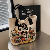 Disney Mickey Mouse Minnie Versatile Large Capacity Canvas Shoulder Bag Women's Casual Versatile Tote Bag Student Class Handbag
