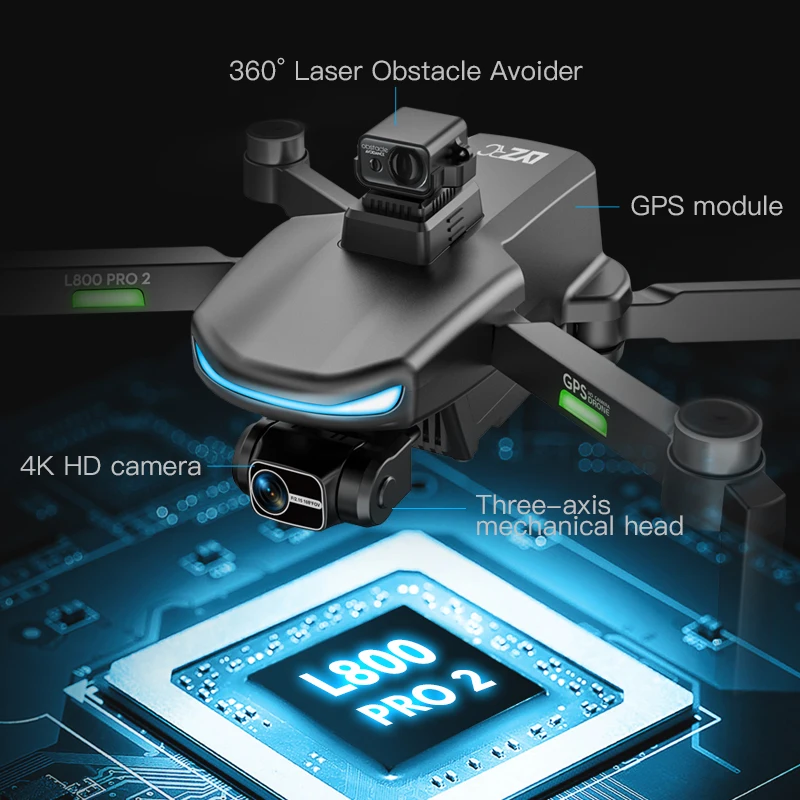 전문가용 접이식 쿼드콥터 항공 드론, 울트라 HD 카메라, GPS, RC 헬리콥터, 360 레이저, 장애물 회피 장난감 선물, L800, 신제품