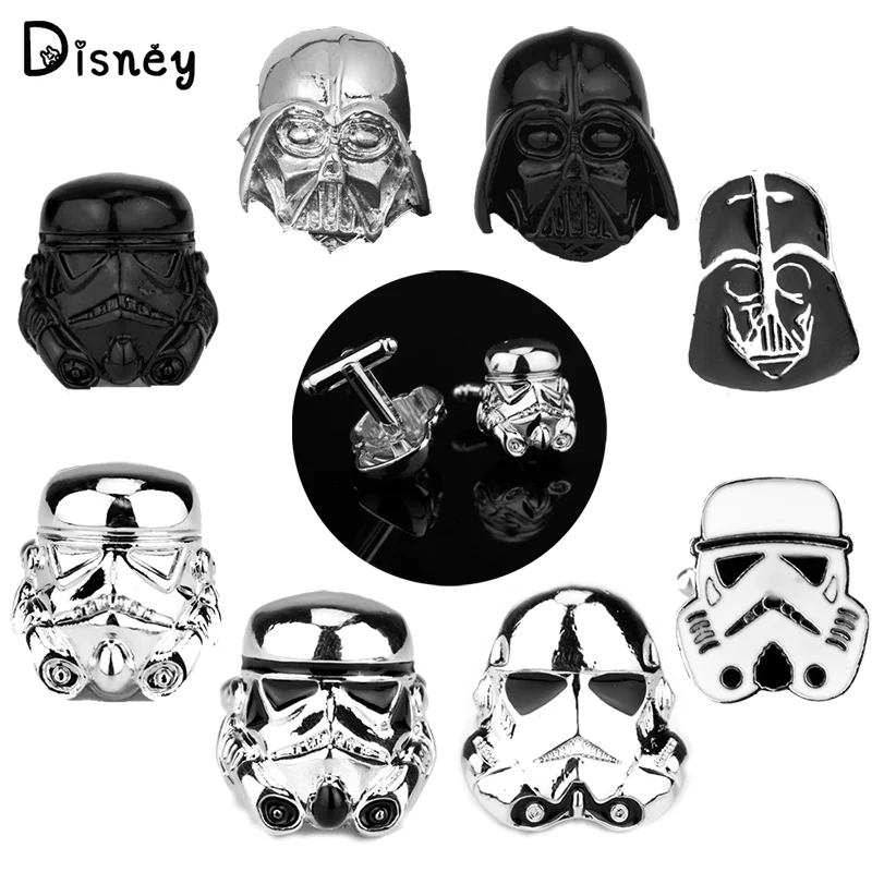 Crystal Cufflinks Disney Movie Jewelry Star Wars Darth Vader Cufflinks Classic Figure Stormtrooper Cufflinks Men French Shirt Cuffs Accessories crystal cufflinks