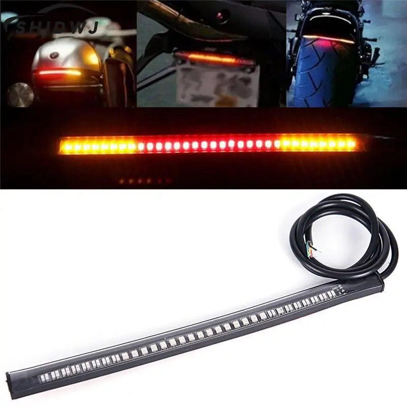 1pc 48SMD LED Motorcycle Decorative Lights Strip Light Motorbike Tail Brake Stop Turn Signal Strip Stop Light General