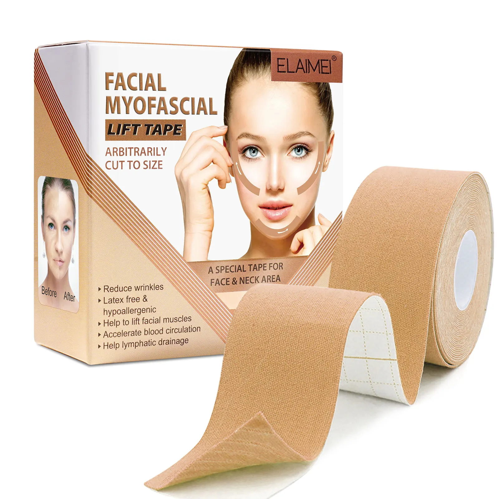2.5CM*5M Instant Facial Myofascial Lift Tape For Face Neck Eyes Skin Lifting Tool Wrinkle Removal Sticker V Face Elastic Bandage