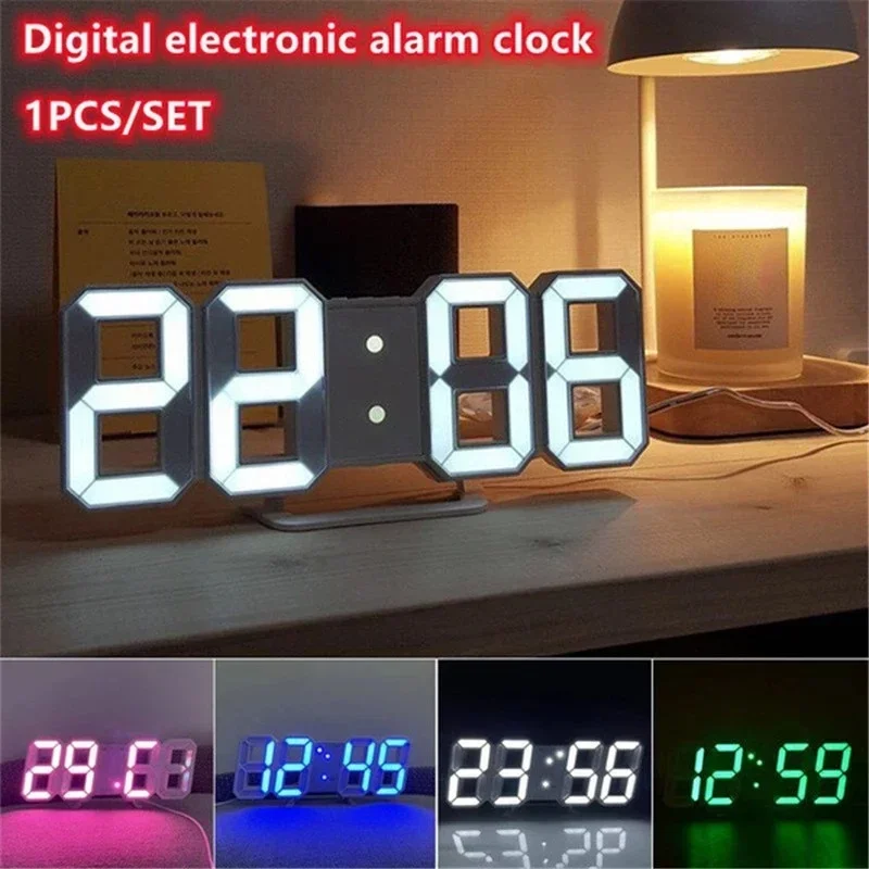 Decoration for Bedroom 3D Digital Wall Clock Home Adjustable Living Room Decor Night Light Mode Decorate Clocks Decorations