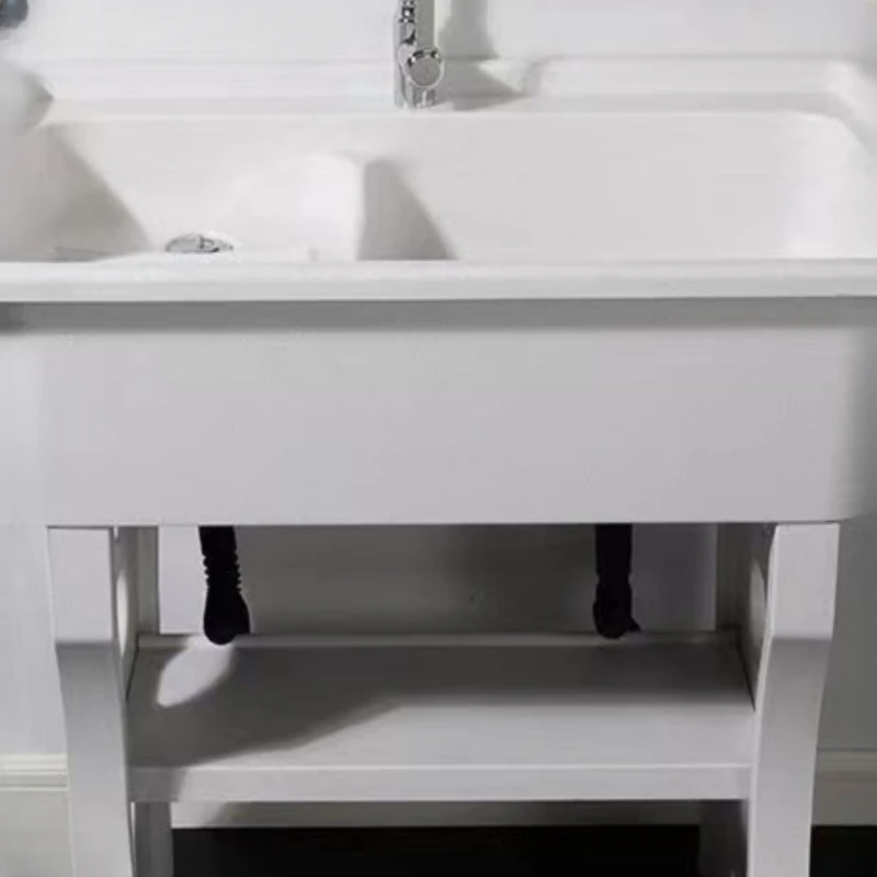 Lavandino In Pietra Di Quarzo Con Lavabo, Lavabo, Portabiancheria Integrato In Marmo Per Esterni, Balcone, Lavandino Per Uso Domestico