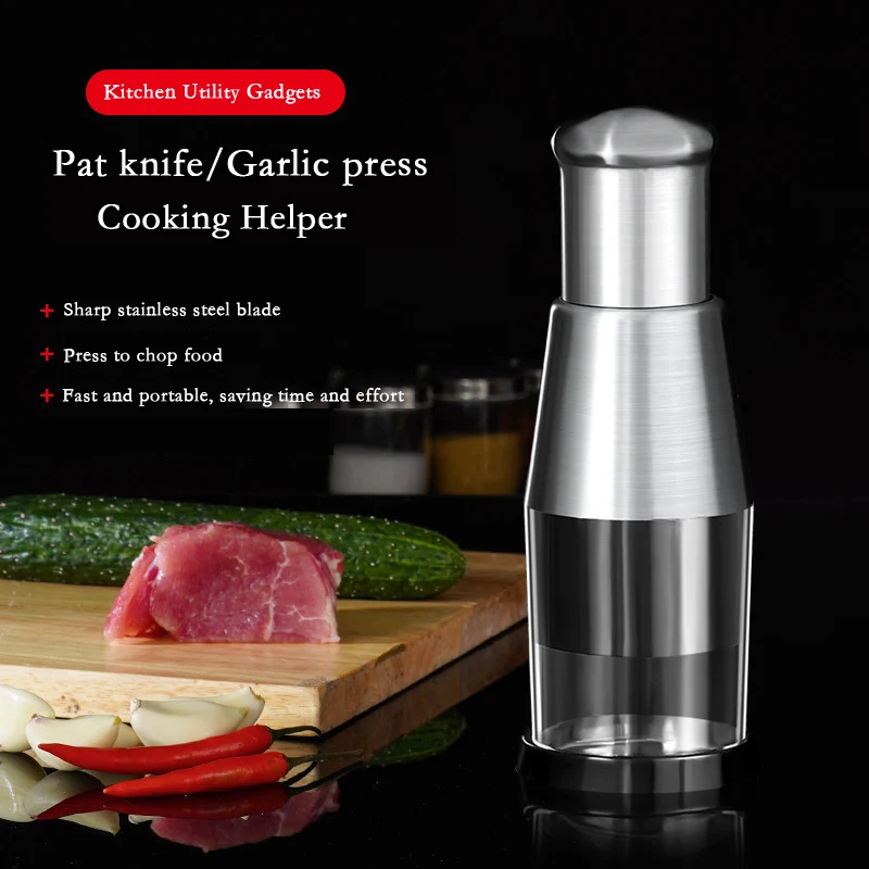 Garlic Masher Garlic Crusher Pressing Handheld Food Chopper Slicer Dicer Mixer Kitchen Vegetable Slicer Peeler Tools for Kitchen Restaurant