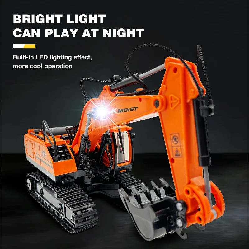 

Kmoist Rc Excavator 2.4 G Remote Control Truck Toy Car 11Ch Rc Construction Engineering Vehicles with Light Music Toys for Kids