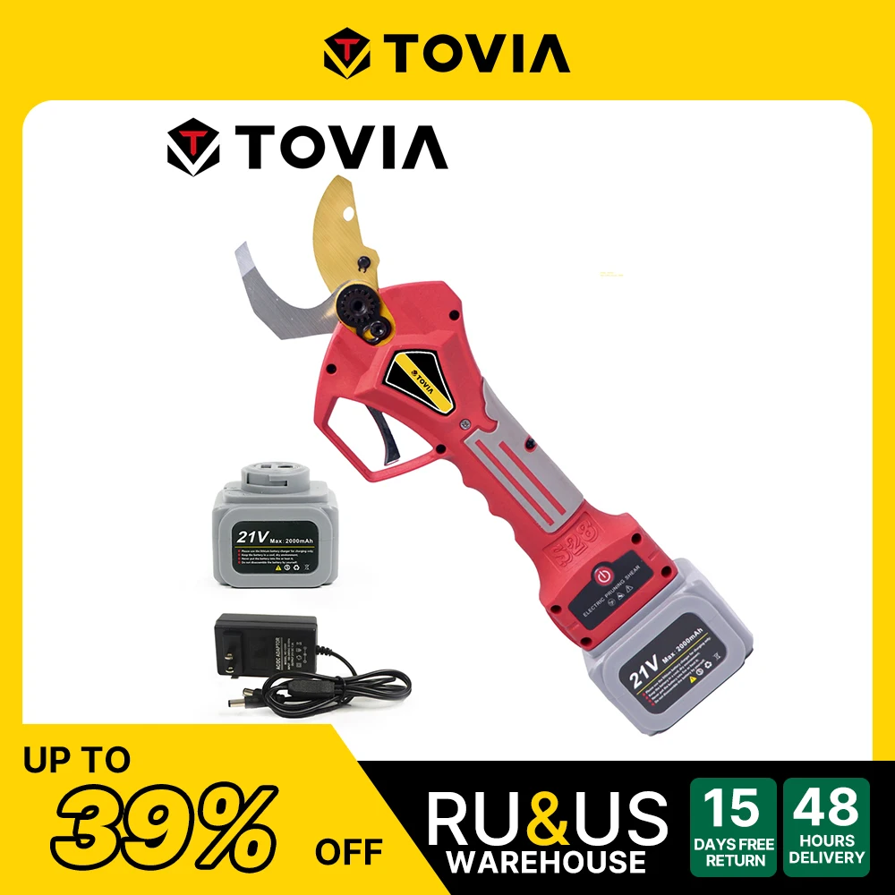 

TTOVIA16.8V/21V Electric Pruning Shears 400W Brushless Cordless Prunner Lithium Powered Fruit Tree Bonsai Pruning with 2 Battery