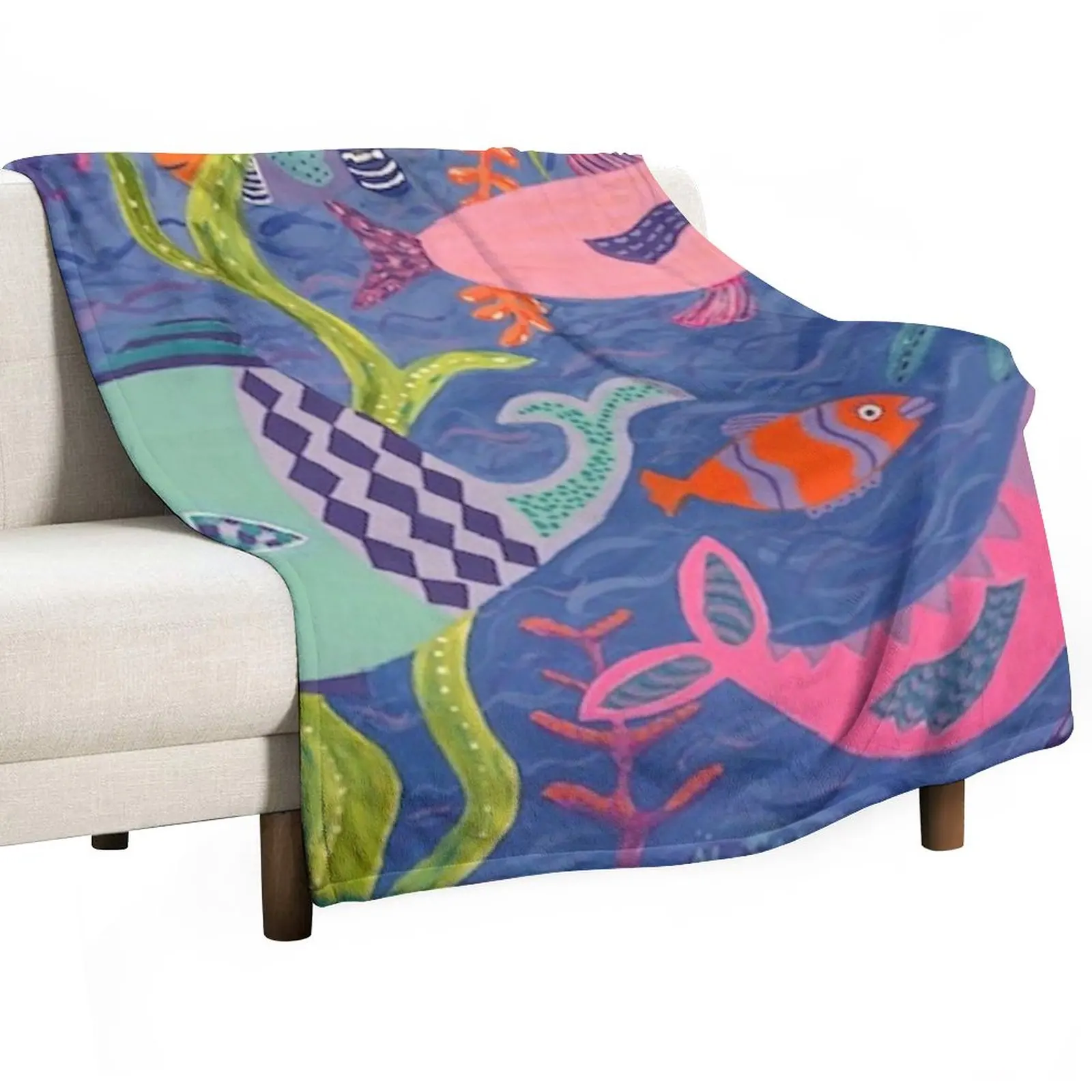 

Tropical FISH Throw Blanket Designer Blankets Fluffy Soft Blankets Decorative Sofa Blankets