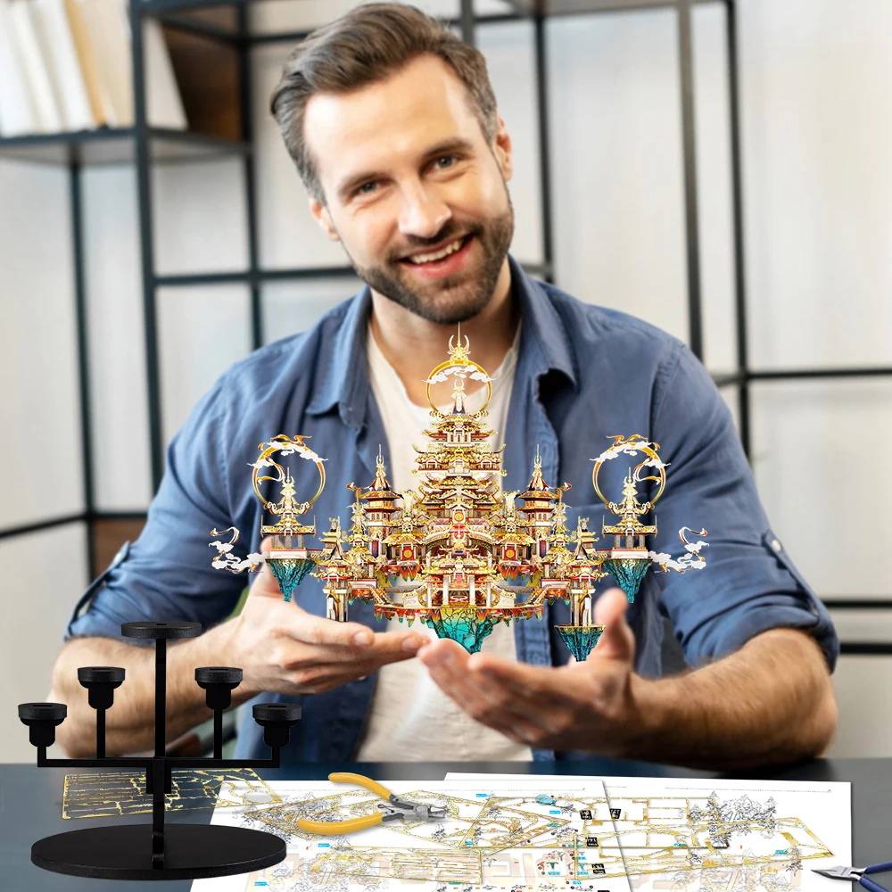 Piececool 3D Metal Puzzle Lingxiao Palace Assembly Model Kits for Adult Jigsaw DIY Set for Brain Teaser Home Decoration 5
