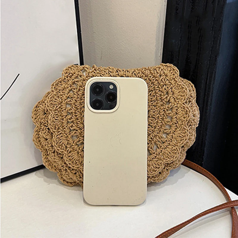 Vintage Woven Straw Handbag New Vacation Style Round Summer Beach Bag Fashion Crossbody Bag Ladies Messenger Bags