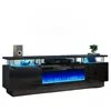 70" Fireplace TV Stand, with Electronic Flame and LED Lights, Luxury High Gloss Finish Entertainment Center, TV Console Cabinet 6