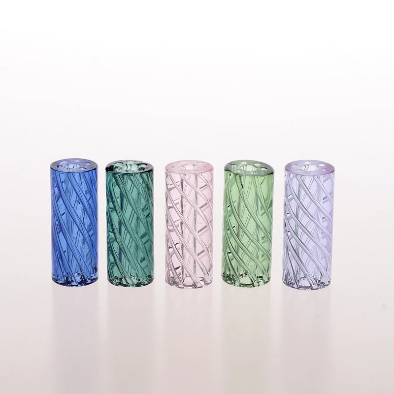 5pcs/box In Stock 7 Holes Spiral Style Green Smoking Glass Tips/Glass Filter Tip with Holes Box Set For Smoking Accessories images - 6