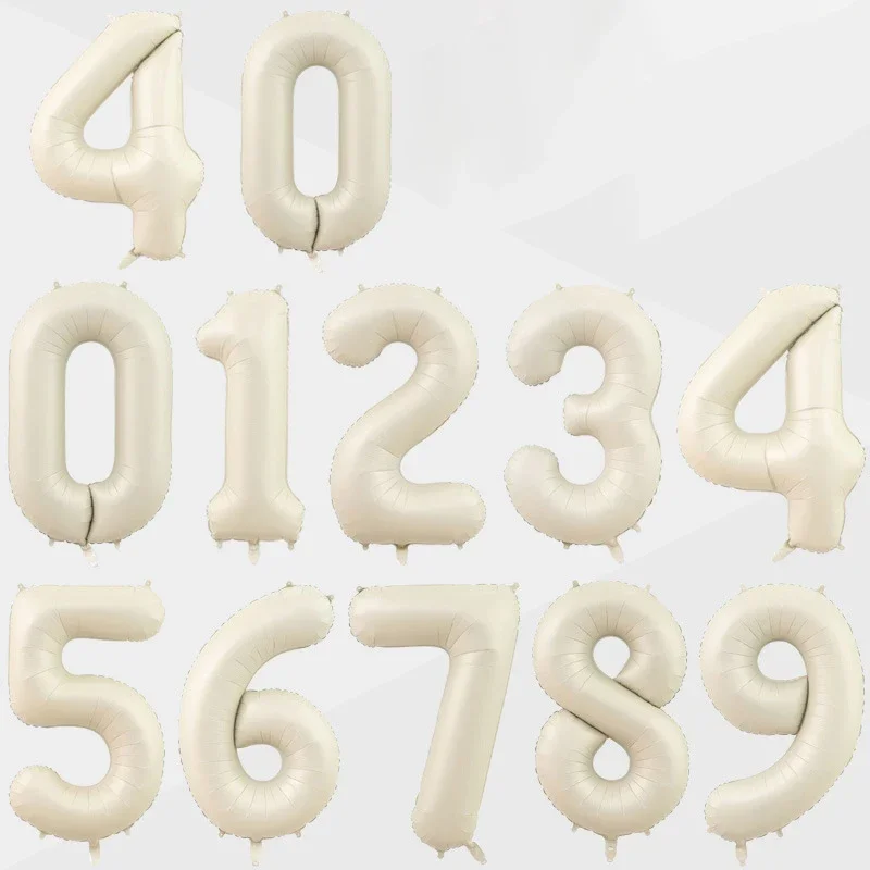 32inch Foil Number Balloons 1-9 Large Digital Foil Helium Ball Birthday Party Decoration Anniversary party Supplies Cream Color