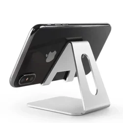 Sleek Metal Desk Mobile Phone Holder Stand (Silver)