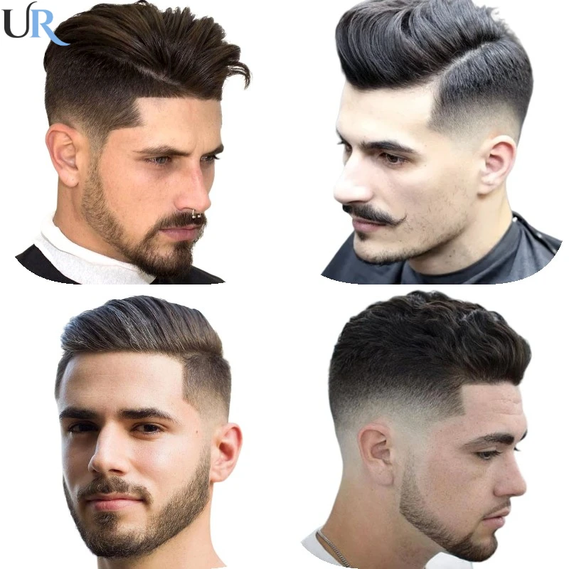 Human Hair Toupee For Men Full Lace Unit Breathable Male Capillary Prothesis