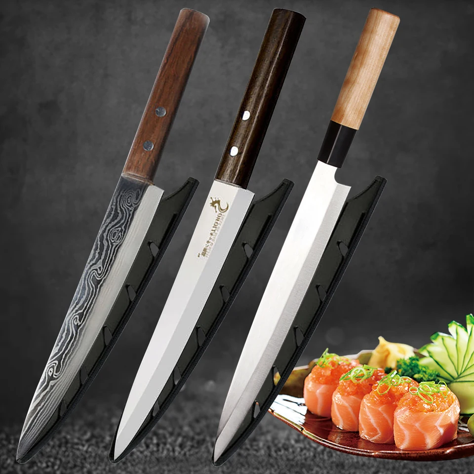 Japanese Sushi Knife Salmon Sashimi Knife High Carbon Steel Kitchen Knife  Multifunctional Slicing Knife Chef Knife