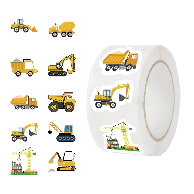 500Pcs Construction Vehicle Sticker Roll For Kids Reward Encourage Sticker For Labels Thank You Sticker Kids Toys 2