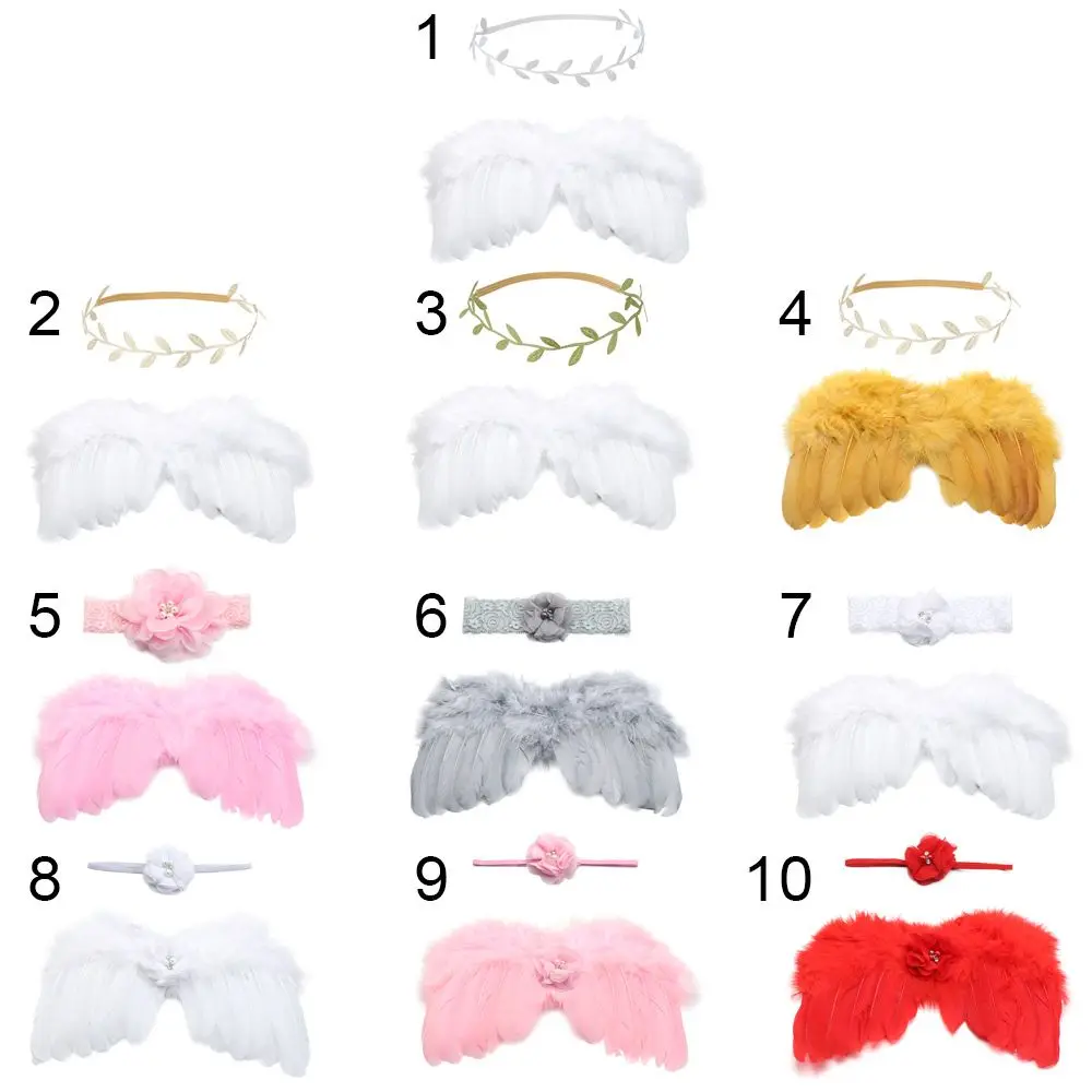 New Feather Wing Girls Headwear Costumes For Infants Baby Photo Props Newborn Photography Accessories Angel Wing
