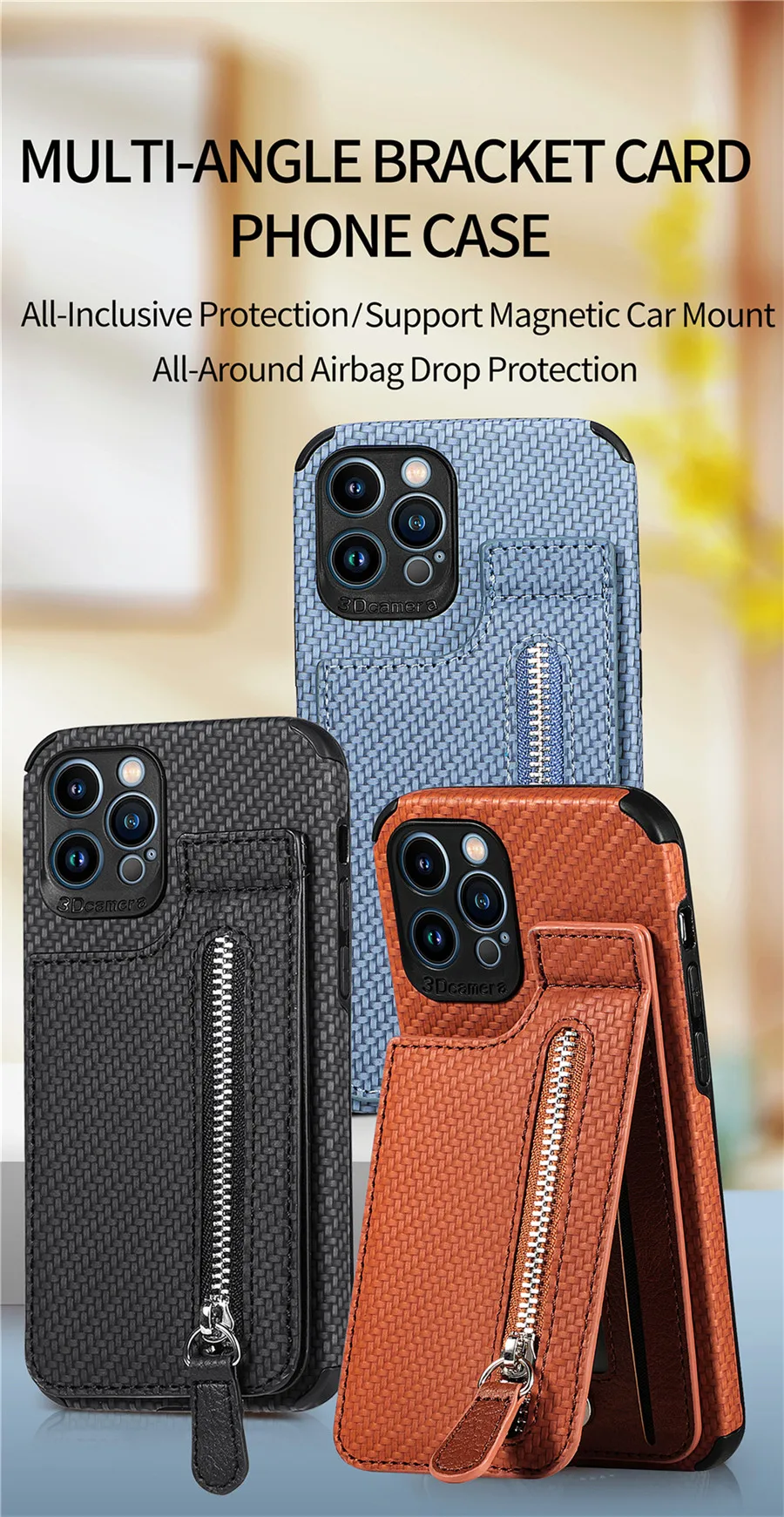 iphone 13 mini case Magnetic Zipper Wallet Carbon Fiber Protection Cover For iPhone 13 Pro Max 12 Mini 11 Case Shockproof Phone Case Coque Fundas iphone 13 mini case clear