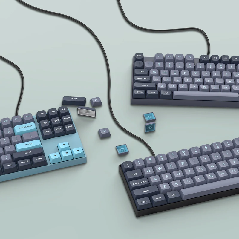 Pbt Double-shot Preto e Cinza Xvx Tampa de Chave para Switches mx Teclado Mecânico para Jogos Mulher Gk61 Anne Pro 189 Teclas - Imagem 4