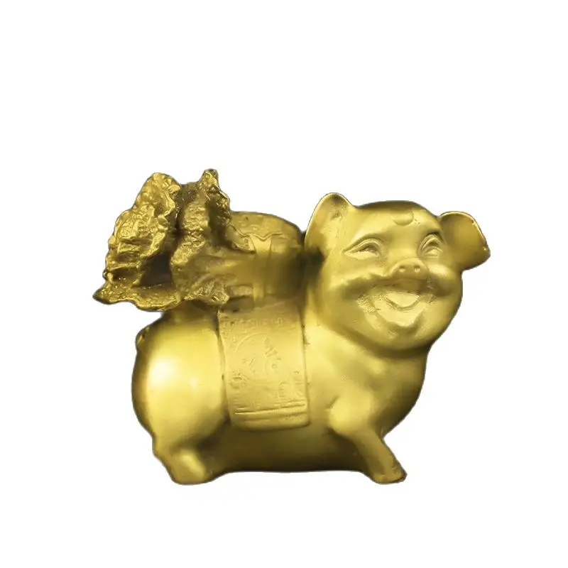 

12CM bronze statue of a pig carrying the zodiac sign of the Hundred Treasures