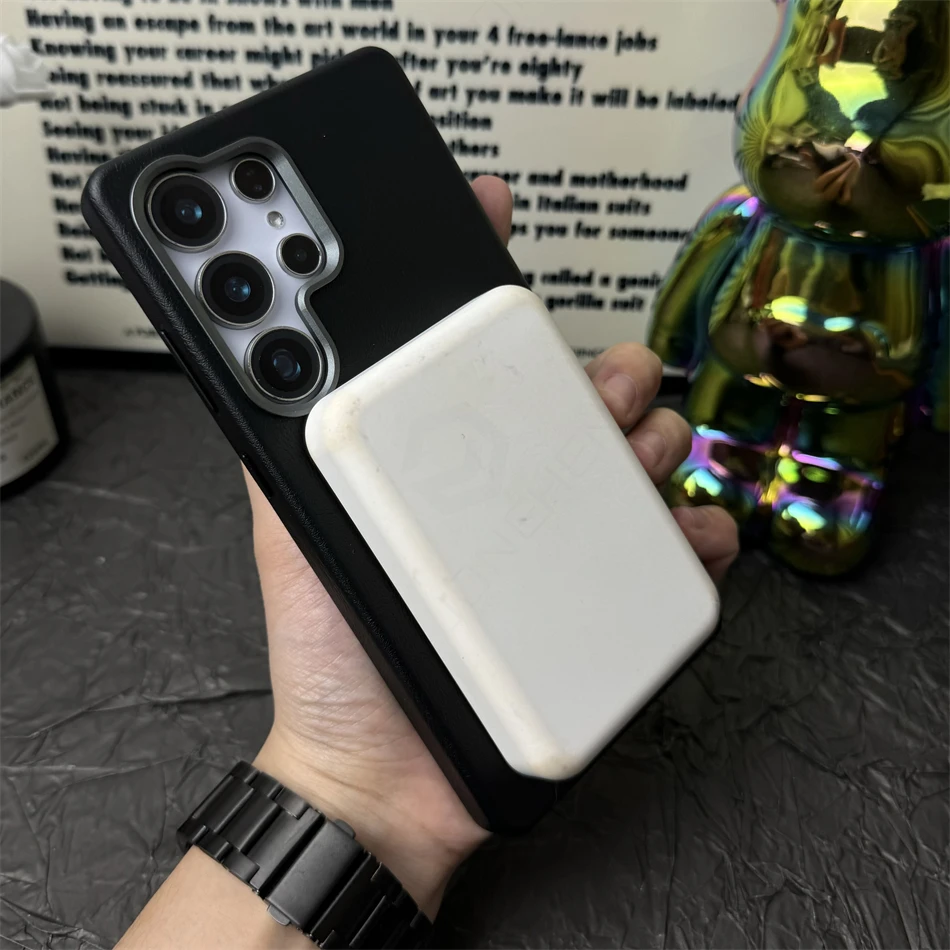 Luxury Retro Leather Case with Magnetic Metal Lens Ring and Shockproof Design