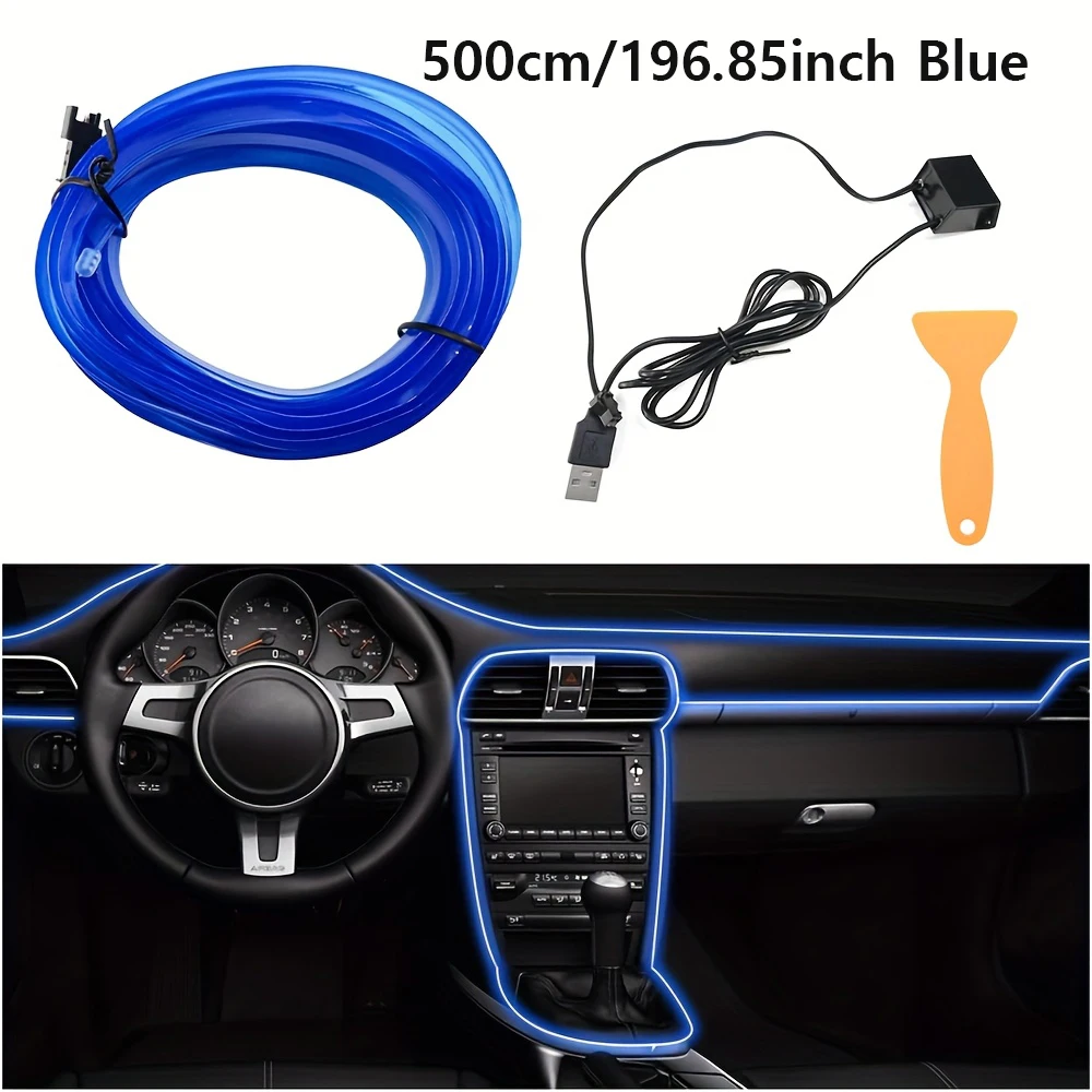 5m el fio interior do carro luzes ambientais tira usb diy decorativo painel console auto led luz ambiente lâmpadas interiores do carro