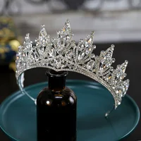 Luxury Silver Color Crystal Crowns Rhinestone Bride tiara Fashion Queen Wedding Crown Headpiece Wedding Hair Jewelry Accessories 5
