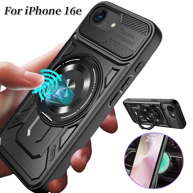 Luxury Shockproof Armor Phone Case with Car Magnetic Ring Stand