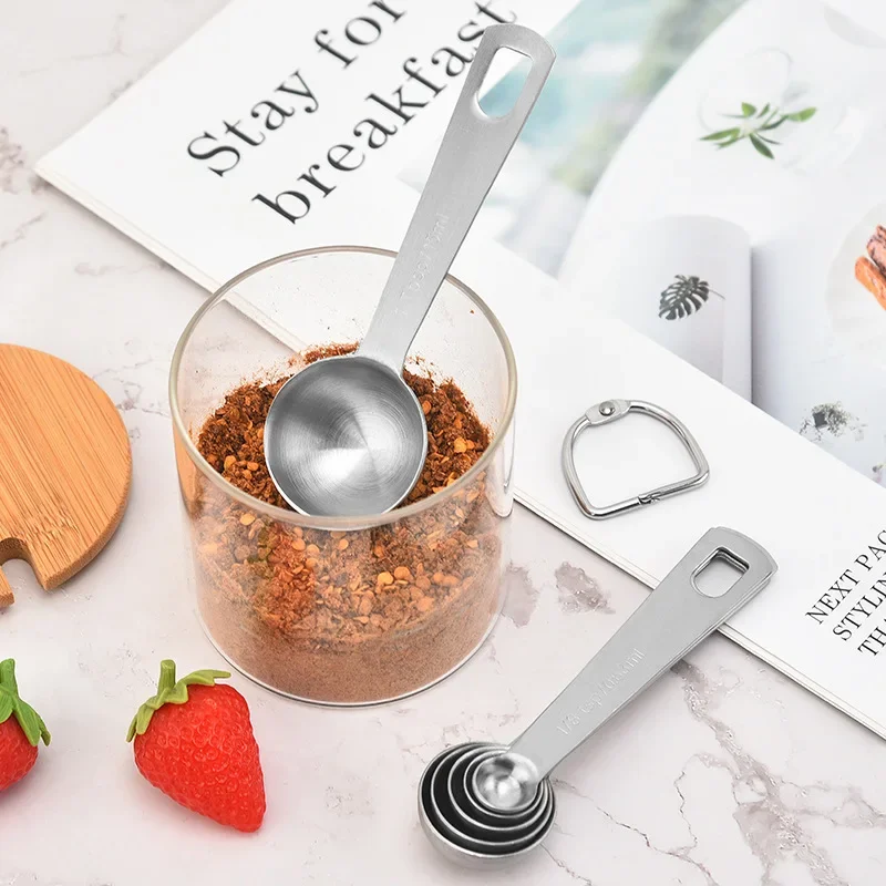 5/6/7/8/9/10Pcs Multipurpose Measuring Spoon with Scale Stainless Steel Measure Scoop kitchen measuring spoons measuring spoon set measuring cup and spoon set For Coffee Powder Sugar Baking Supplies