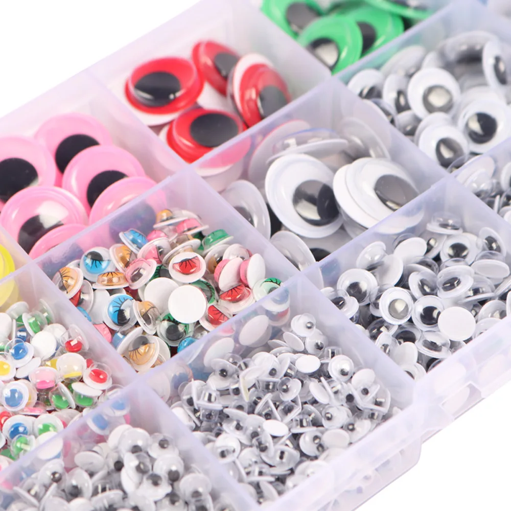 1500pcs Movable Self-Adhesive Eyes Wiggly Googly Animal Eyeball Kindergarten Children DIY Crafts K0882 plastic safety eyes doll eyes googly doll eyes plastic toy eyes swing eyes