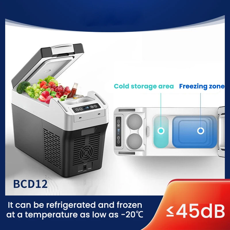 

BCD12 12/24V Car Refrigerator 12L Portable Compressor Fridge Freezer Cooler Digital Timer Control LDE Lamp Mini Refrigerator