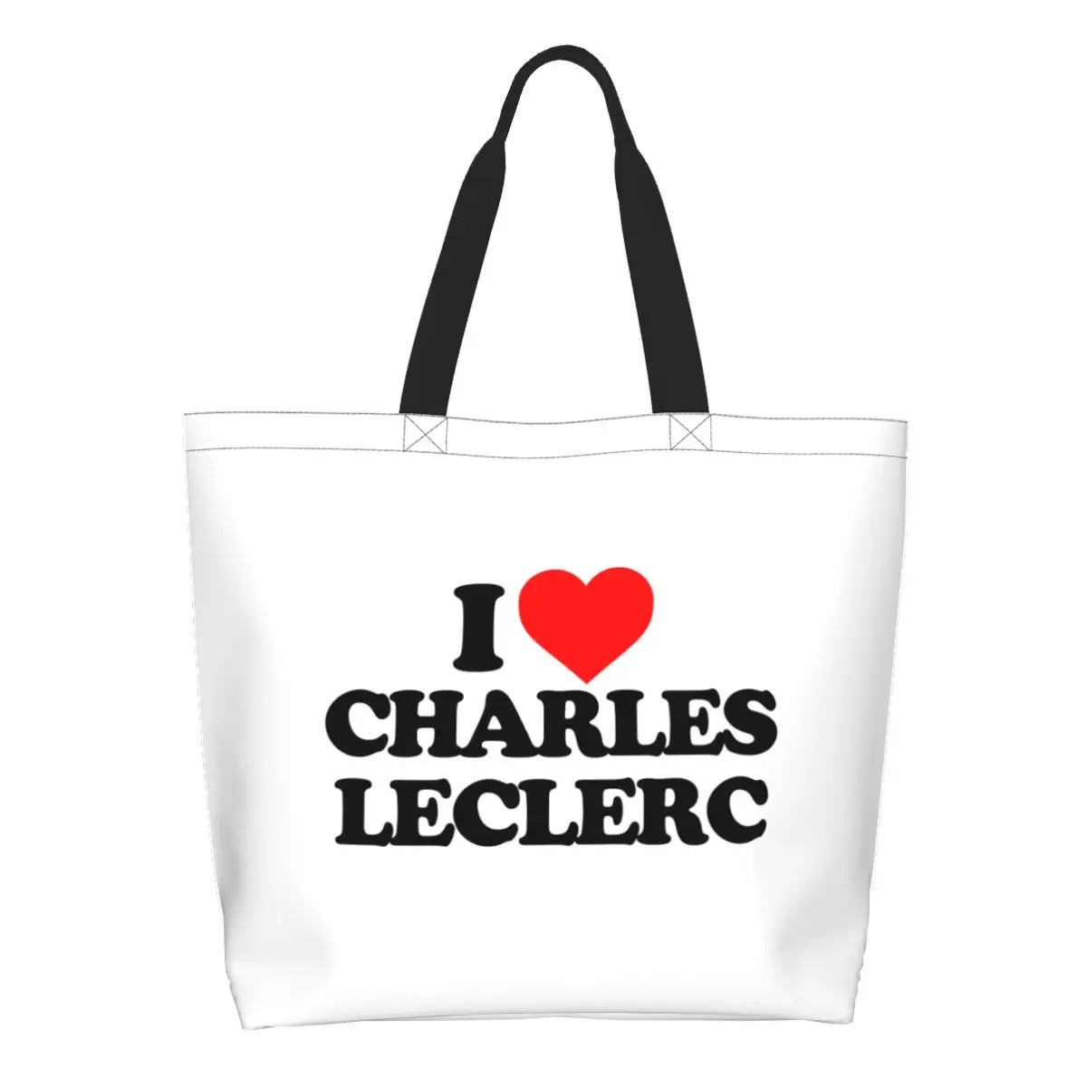 

I Love Charles Leclerc Grocery Shopping Tote Bag Women Cute Canvas Shoulder Shopper Bags Big Capacity Handbags