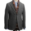 Formal Men's Wool Gray Suits Business Jacket Prom Green Tuxedos One Piece Herringbone Patterned Blazer for Wedding Groomsmen 1