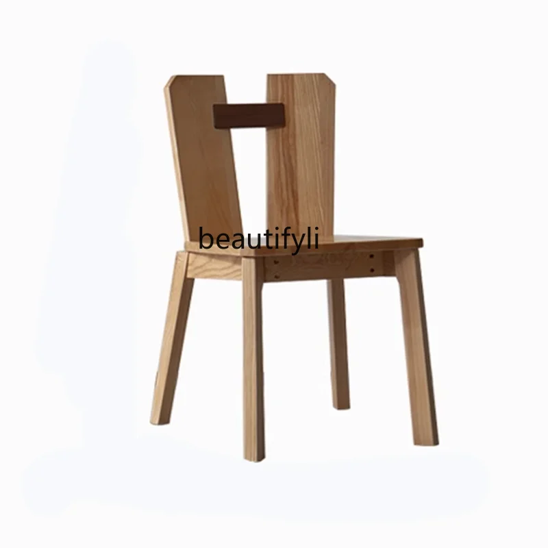 

Bed & Breakfast Solid Wood Quiet Style Dining Chair Home Backrest Log Nordic Adult Balcony Armrest Chair