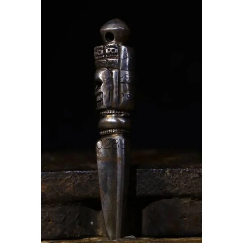 

11.5cm China Tibet Iron Vajra Statue Phurba Dagger Bracket Faqi