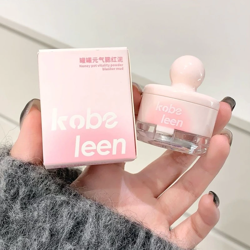 Natural Peach Pink Blusher Cream With Cute Sponge Head Matte Moisturizing Blush Palette Lasting Cheek Tint Korea Makeup Cosmetic 5