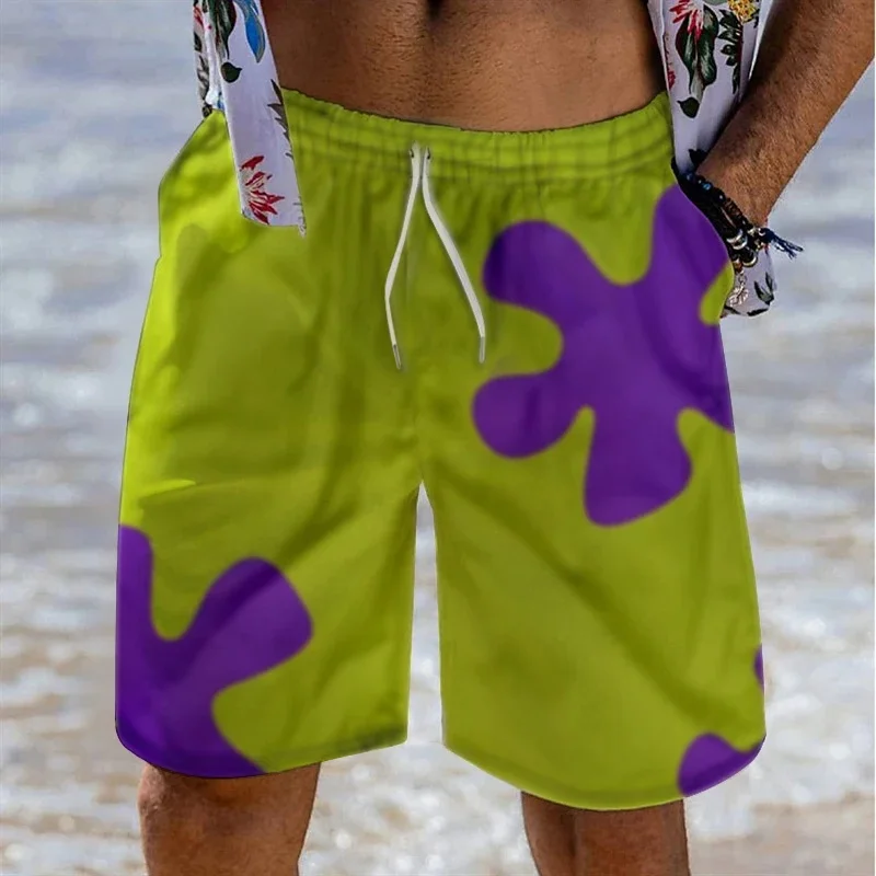 

Men's Summer Cartoon Cute Fashion Shorts Drawstring Elastic Straight Leg Capris Loose Casual Seaside Vacation Beach Shorts
