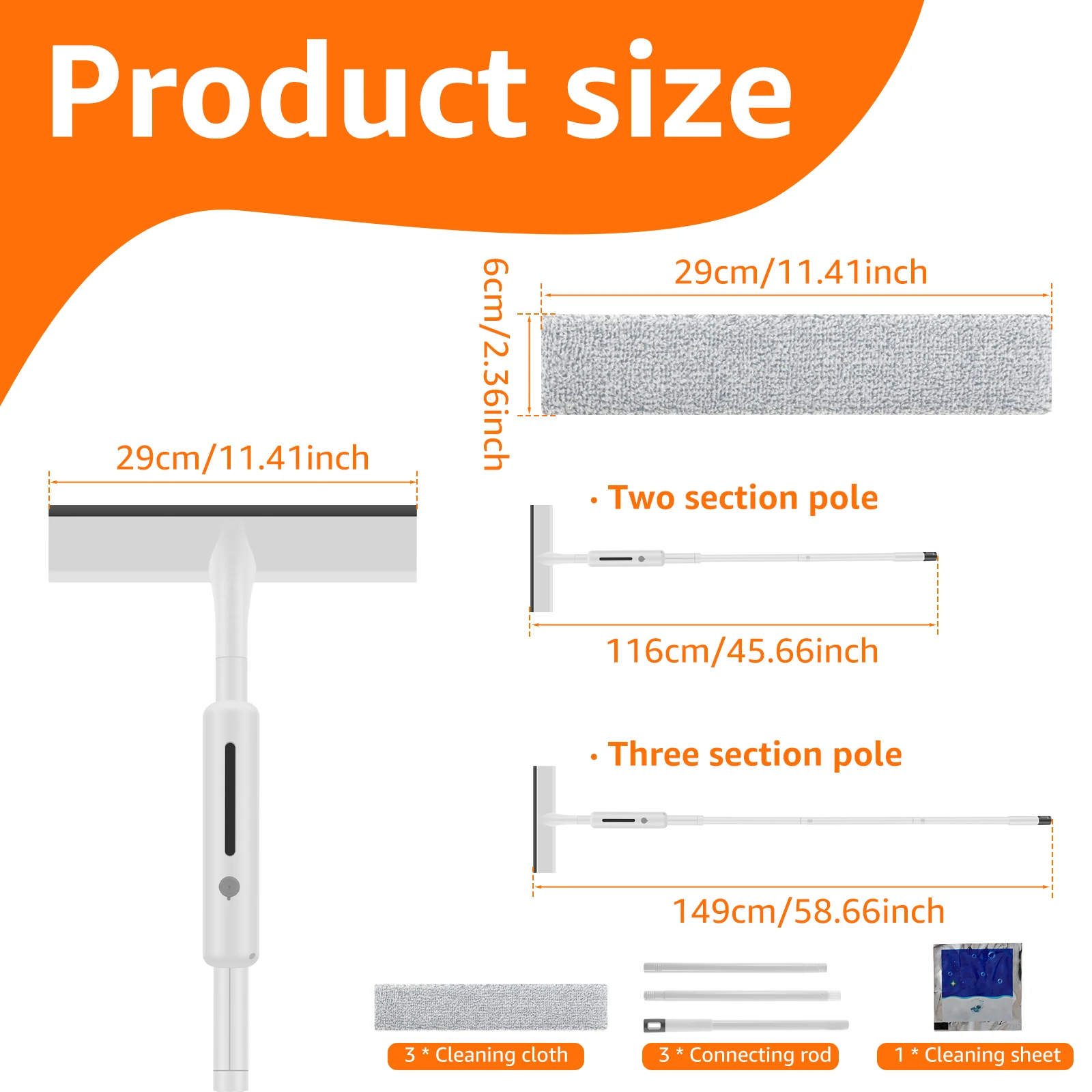 بخاخ منظف نوافذ ٢ في ١ مع فرشاة، ومقبض تلسكوبي بطو...