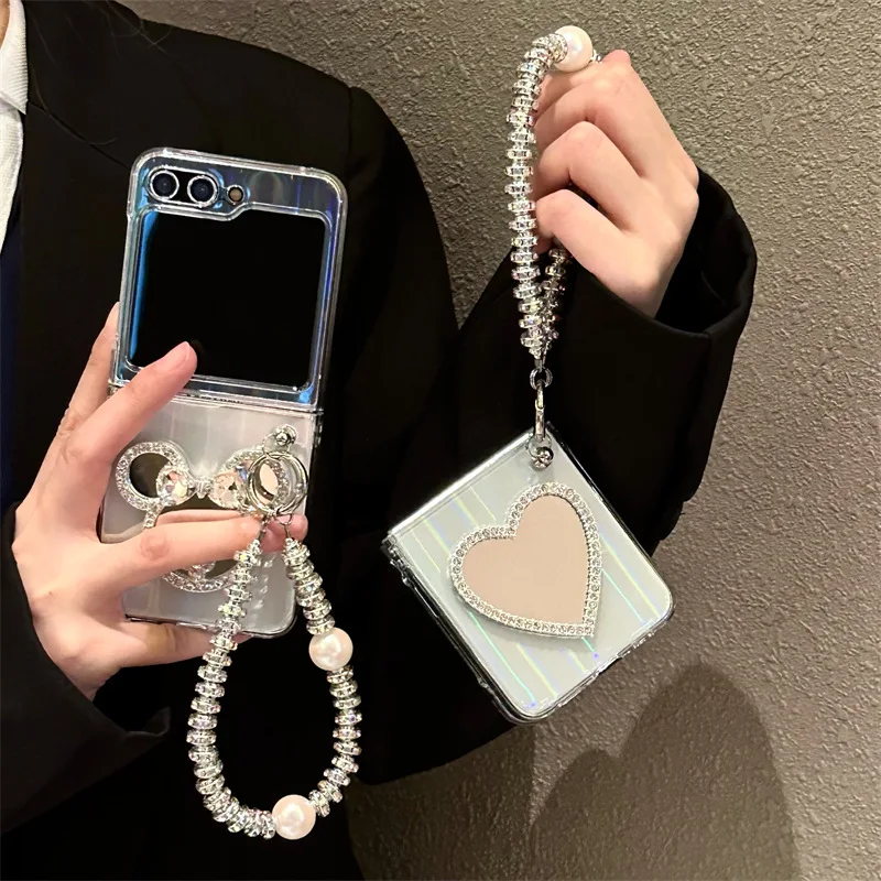 

Creative Love Mouse Mirror Phone Case for Samsung Galaxy Z Flip 3 Z Flip 4 Z Flip 5 Hard PC Back Cover for ZFlip5 Case Shell