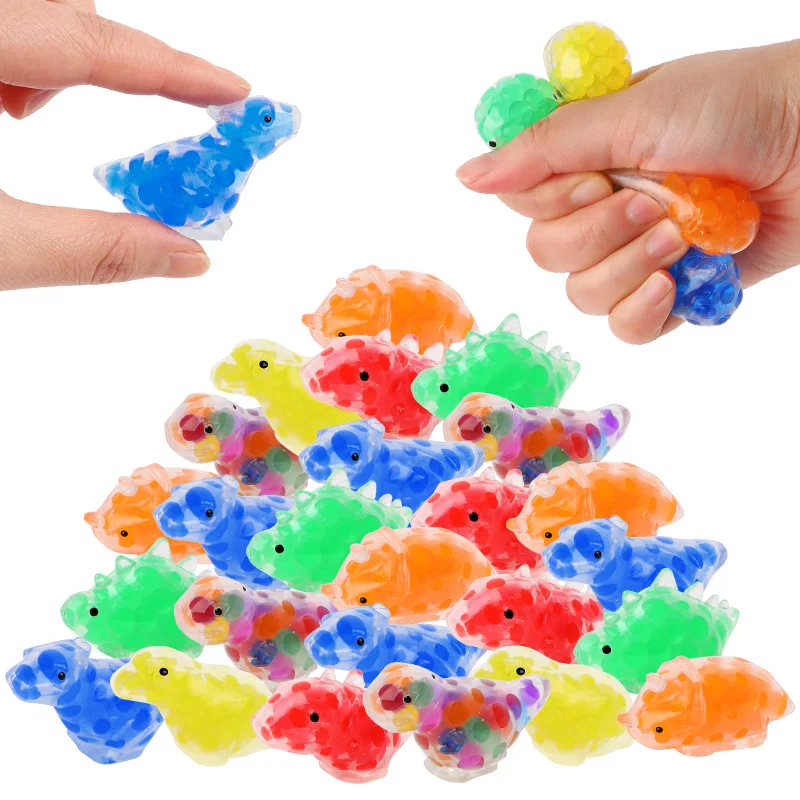 12Pcs Dinosaur Squishy Toy Stress Relief Water Beads Squeeze Sensory Toy Kids Birthday Party Favors Pinata Filler Christmas Gift