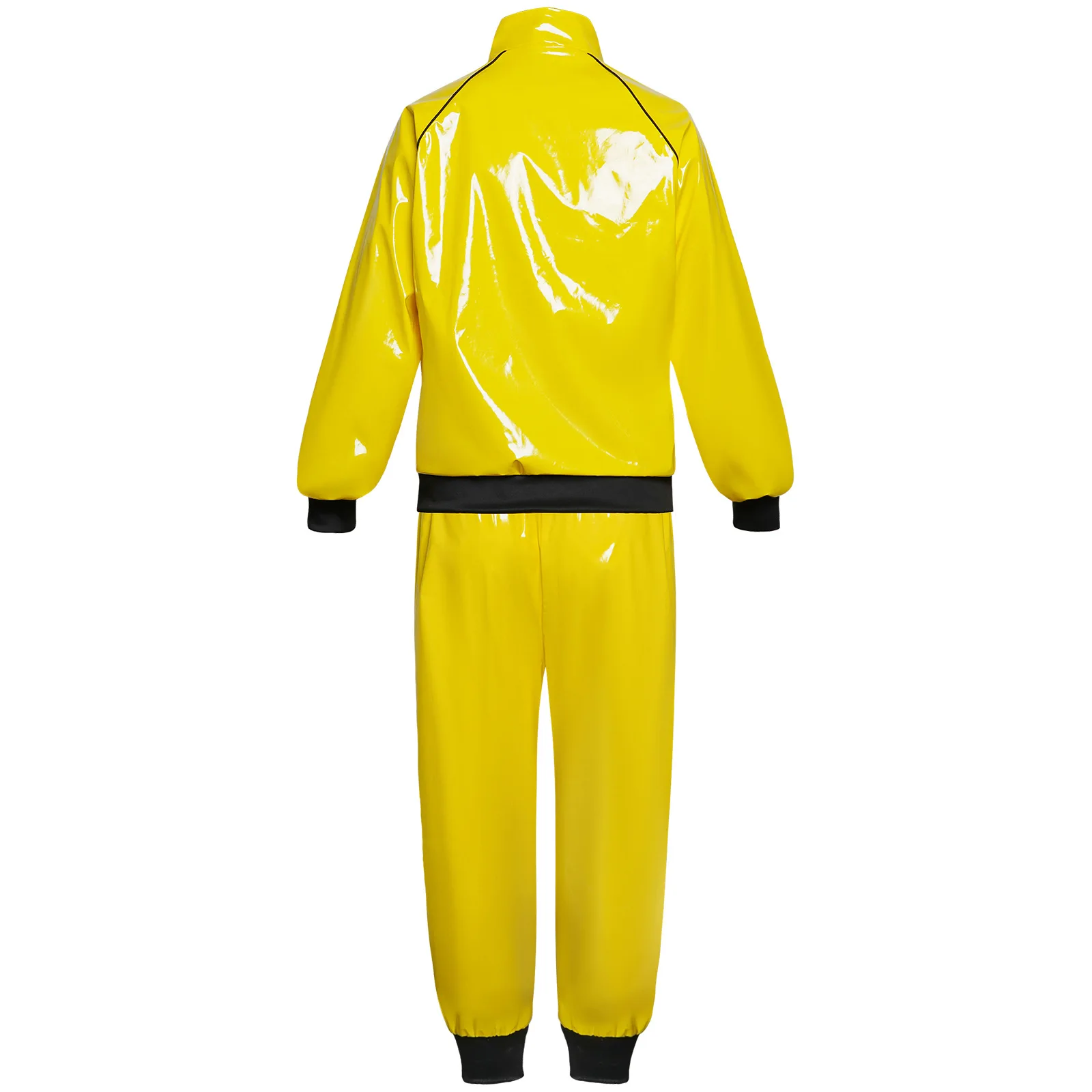 Cosplay Costume Disco Hippie Retro Hip Hop Stage Performance Yellow Jacket Pants Hat Sportswear Halloween Fantasia Party Suit