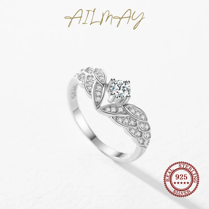 에일메이 진짜  윙, 고품질 지르콘 패션 손가락 반지, 여성용 매력 럭셔리 웨딩 액세서리 쥬얼리