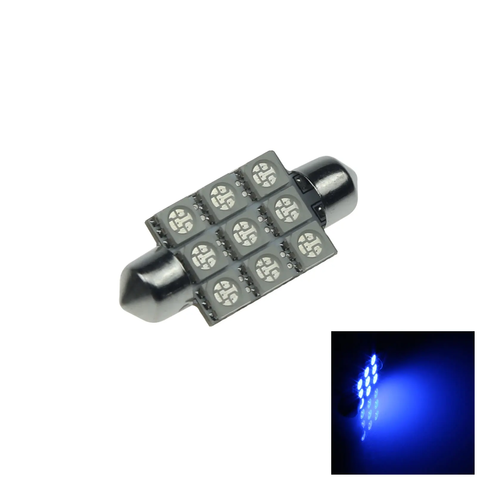 

1x Синий RV 39 мм фестон Blub внутренняя лампа 9 излучателей 5050 SMD светодиодный 6451