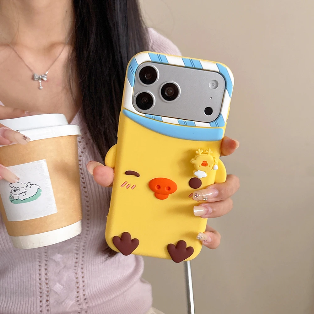 Charming 3D Cartoon Chick Shockproof Silicone Phone Case